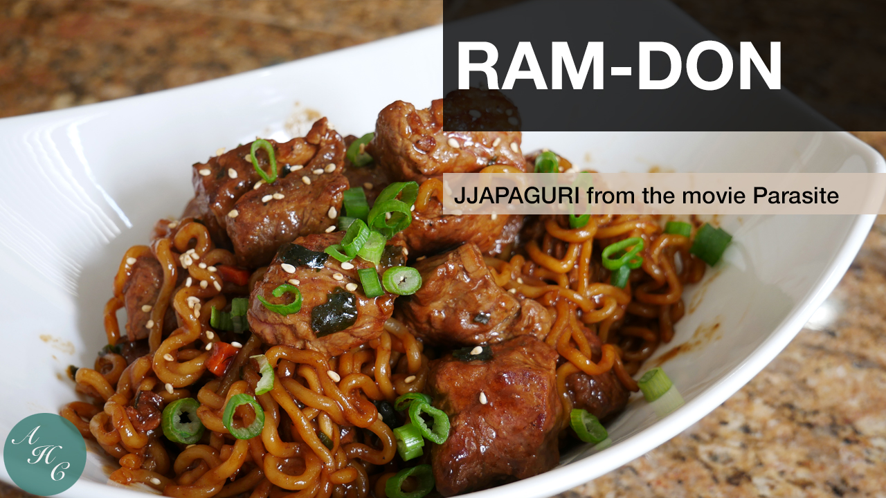 Ram-don from the movie Parasite Jjapaguri with Steak - Ann's Home Cuisine